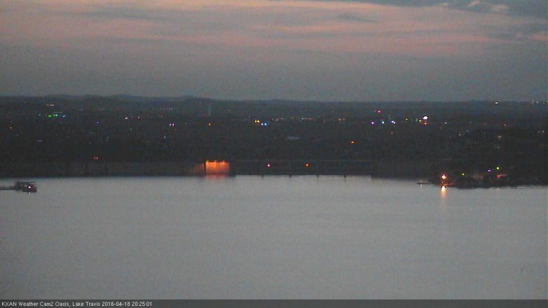 Lake Travis webcam, April 18, 2016 8:00 PM CT