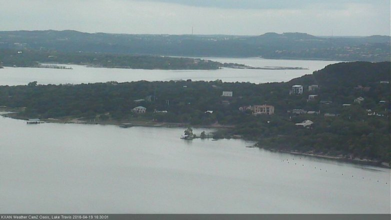 Lake Travis webcam, April 19, 2016 3:55 PM CT
