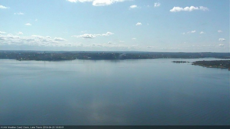 Lake Travis webcam, April 20, 2016 3:30 PM CT