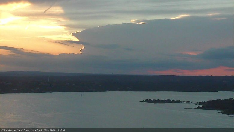 Lake Travis webcam, April 20, 2016 7:30 PM CT
