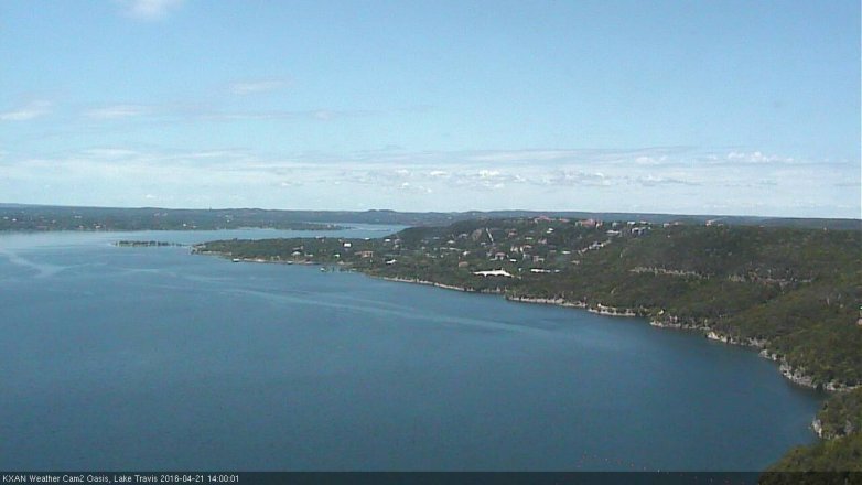 Lake Travis webcam, April 21, 2016 1:20 PM CT