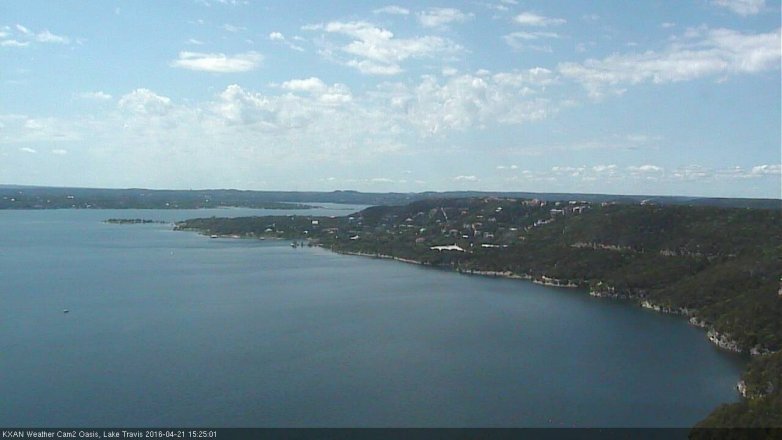 Lake Travis webcam, April 21, 2016 2:40 PM CT