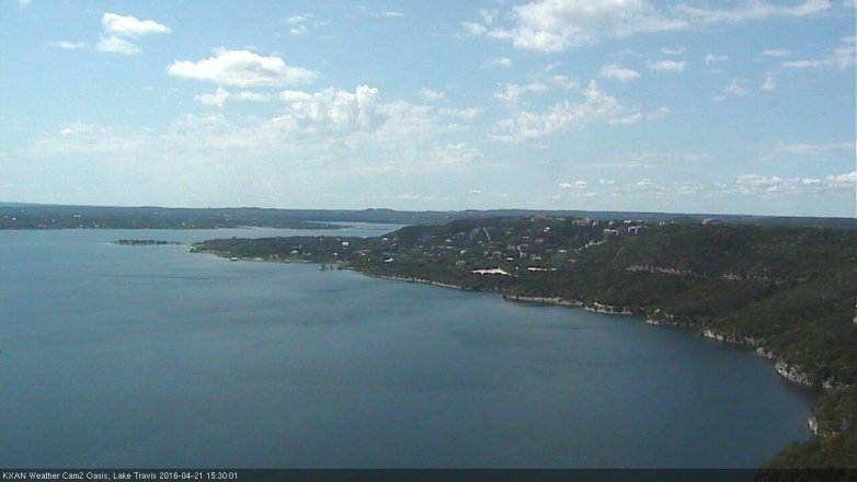 Lake Travis webcam, April 21, 2016 3:00 PM CT