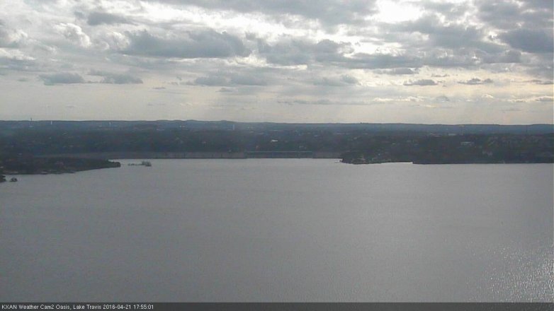Lake Travis webcam, April 21, 2016 5:05 PM CT