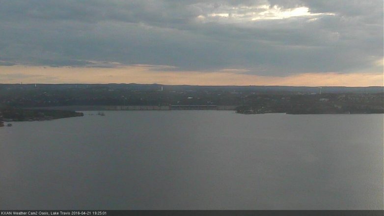 Lake Travis webcam, April 21, 2016 6:50 PM CT