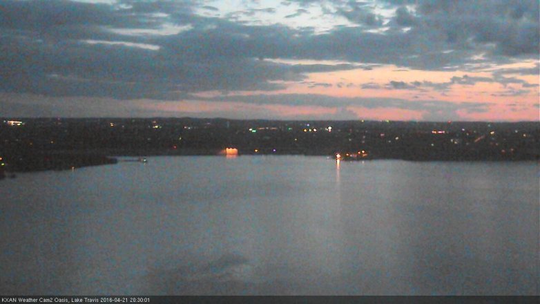Lake Travis webcam, April 21, 2016 8:00 PM CT