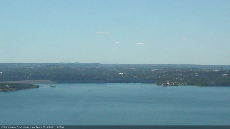 Lake Travis webcam, April 22, 2016 1:10 PM CT