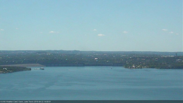 Lake Travis webcam, April 22, 2016 1:25 PM CT