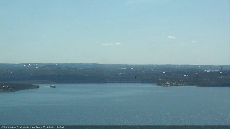 Lake Travis webcam, April 22, 2016 3:20 PM CT