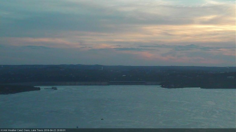 Lake Travis webcam, April 22, 2016 7:10 PM CT