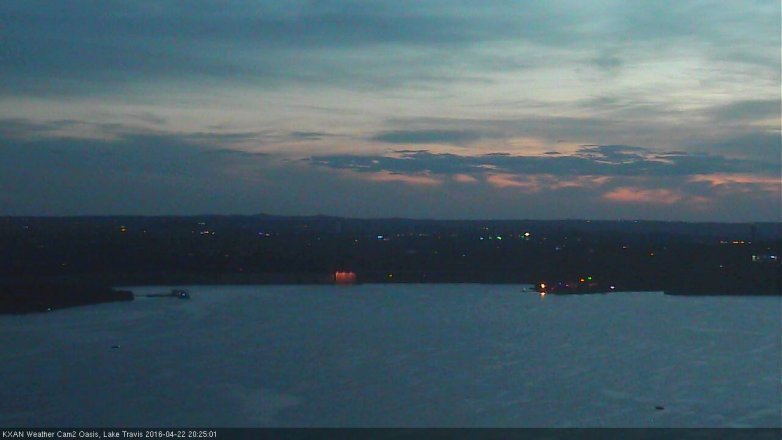 Lake Travis webcam, April 22, 2016 7:40 PM CT