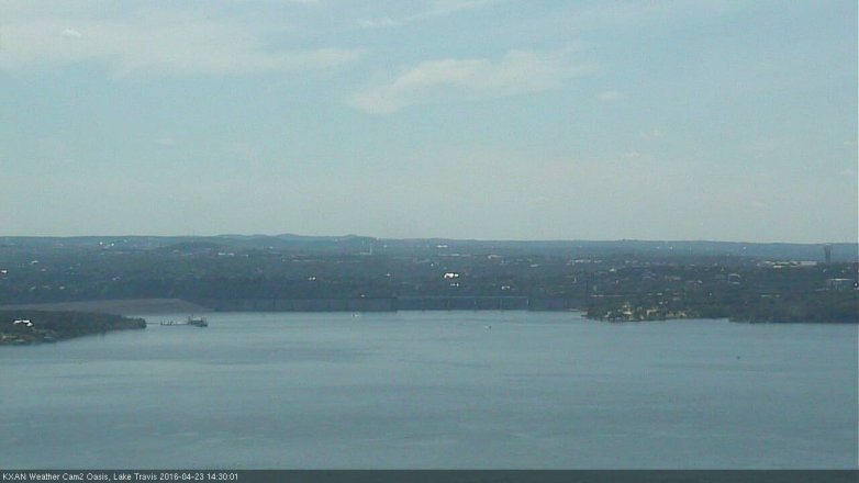 Lake Travis webcam, April 23, 2016 2:05 PM CT