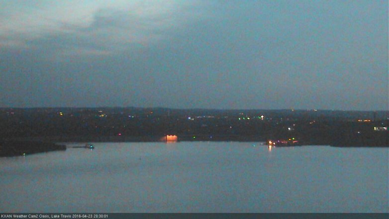 Lake Travis webcam, April 23, 2016 8:00 PM CT