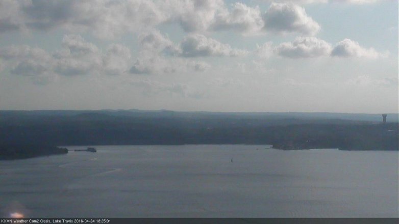Lake Travis webcam, April 24, 2016 5:40 PM CT