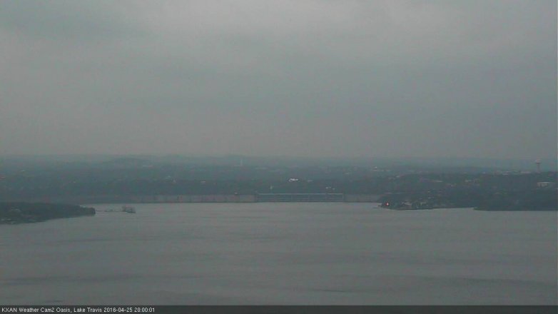 Lake Travis webcam, April 25, 2016 7:20 PM CT
