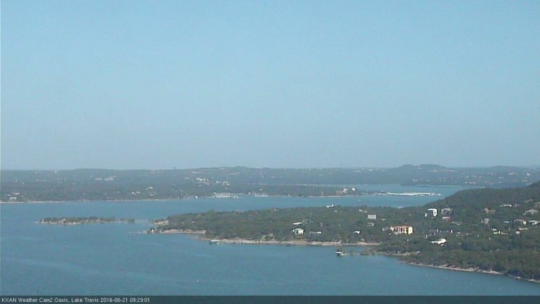 Lake Travis webcam, June 21, 2016 9:00 AM CT