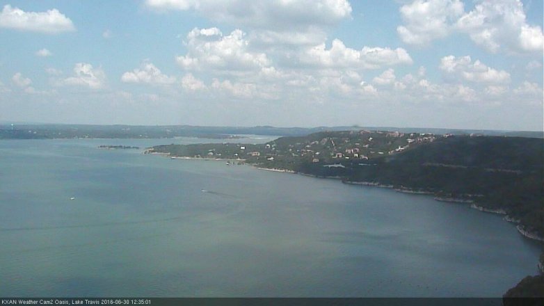 Lake Travis webcam, June 30, 2016 11:45 AM CT