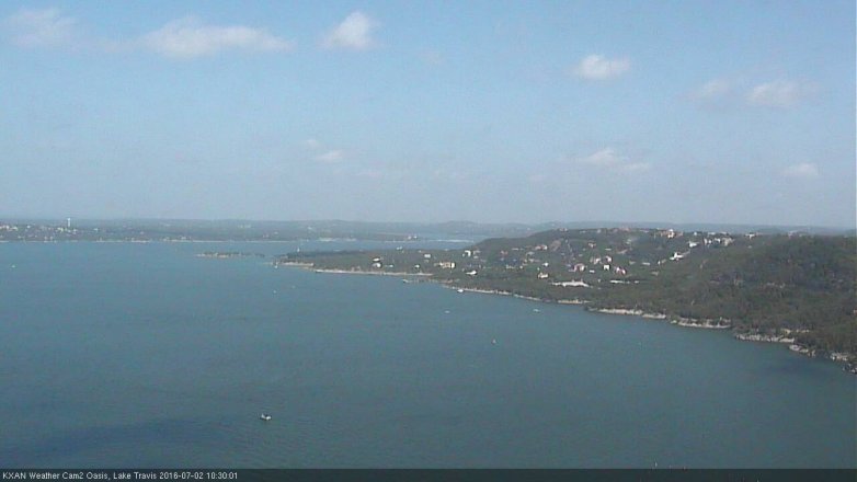 Lake Travis webcam, July 2, 2016 9:55 AM CT
