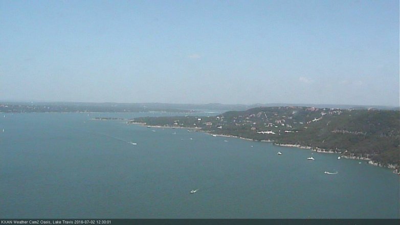 Lake Travis webcam, July 2, 2016 12:00 PM CT