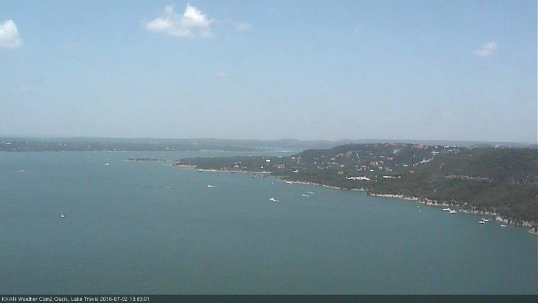 Lake Travis webcam, July 2, 2016 12:25 PM CT
