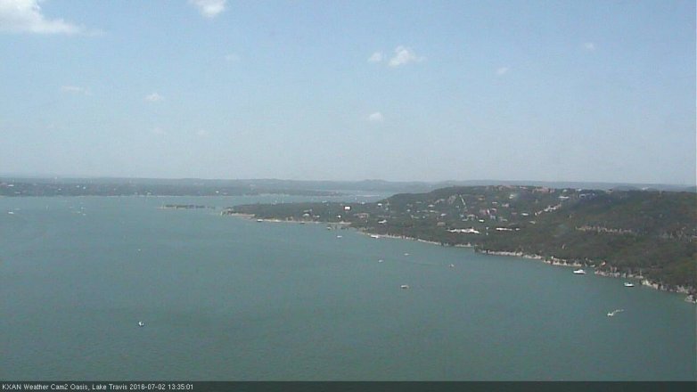 Lake Travis webcam, July 2, 2016 1:00 PM CT