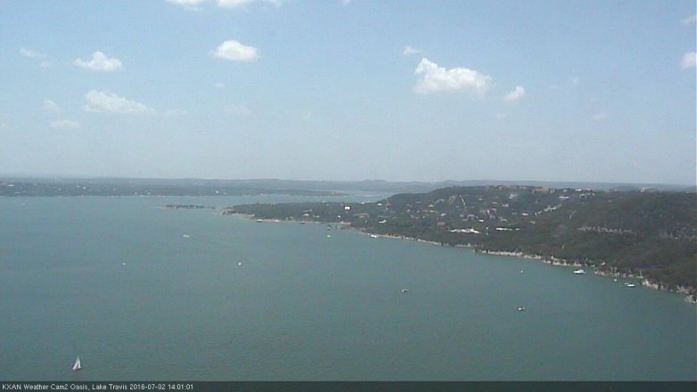 Lake Travis webcam, July 2, 2016 1:05 PM CT
