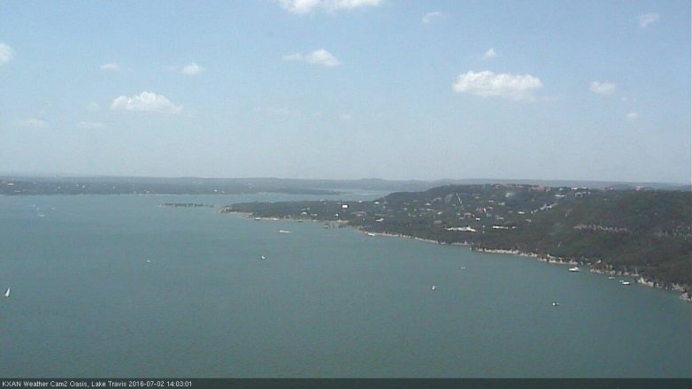 Lake Travis webcam, July 2, 2016 1:10 PM CT