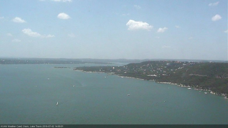 Lake Travis webcam, July 2, 2016 1:15 PM CT