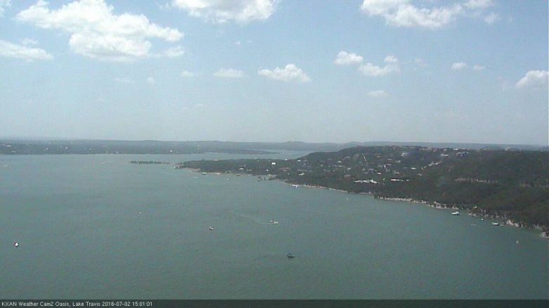 Lake Travis webcam, July 2, 2016 2:30 PM CT