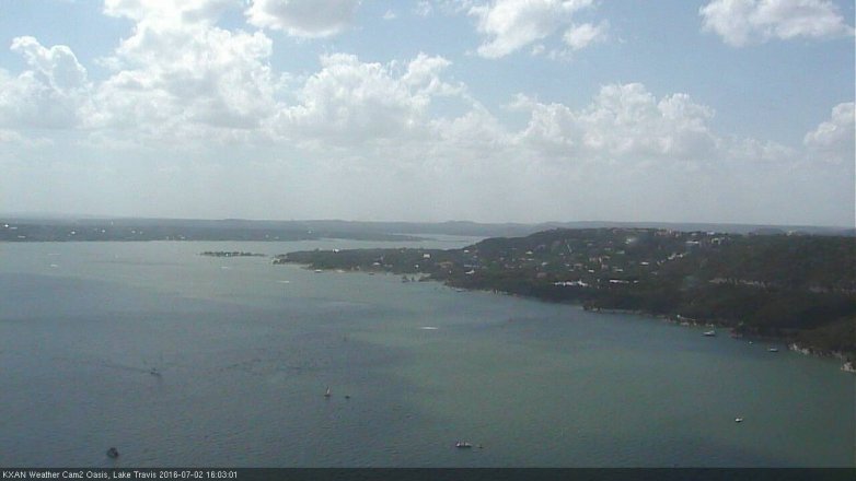 Lake Travis webcam, July 2, 2016 3:35 PM CT