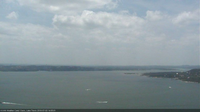 Lake Travis webcam, July 3, 2016 1:10 PM CT