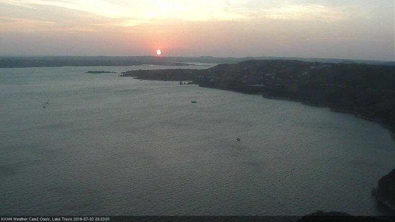Lake Travis webcam, July 3, 2016 7:55 PM CT