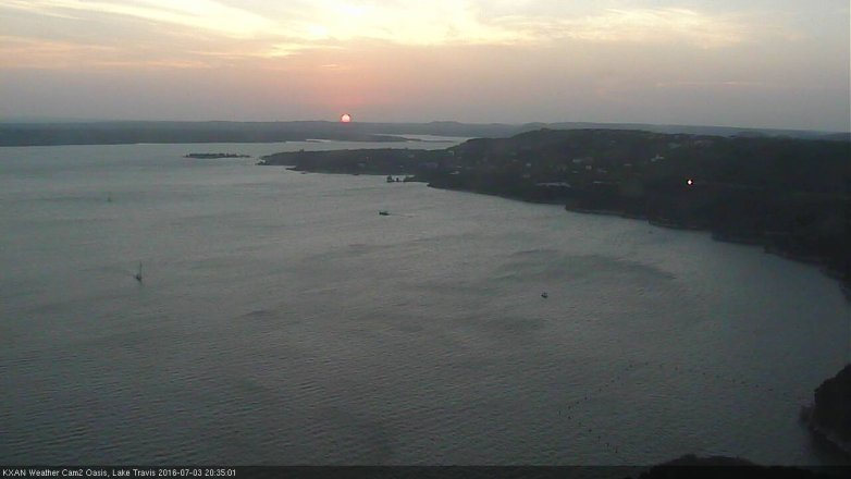 Lake Travis webcam, July 3, 2016 8:05 PM CT