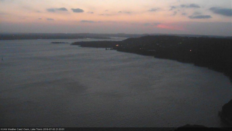 Lake Travis webcam, July 3, 2016 8:20 PM CT