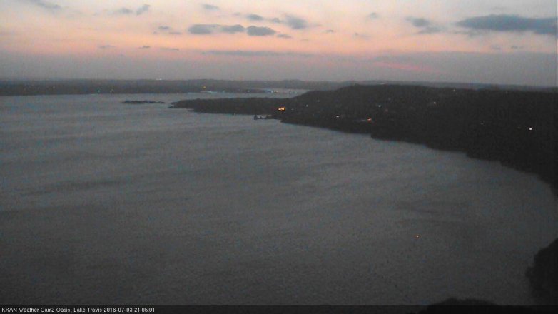 Lake Travis webcam, July 3, 2016 8:35 PM CT