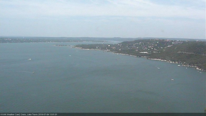 Lake Travis webcam, July 4, 2016 12:10 PM CT