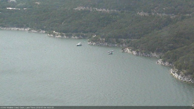 Lake Travis webcam, July 4, 2016 3:30 PM CT