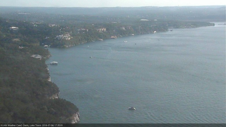Lake Travis webcam, July 4, 2016 5:05 PM CT