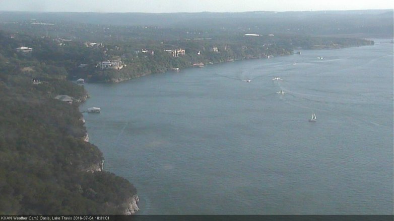 Lake Travis webcam, July 4, 2016 5:35 PM CT
