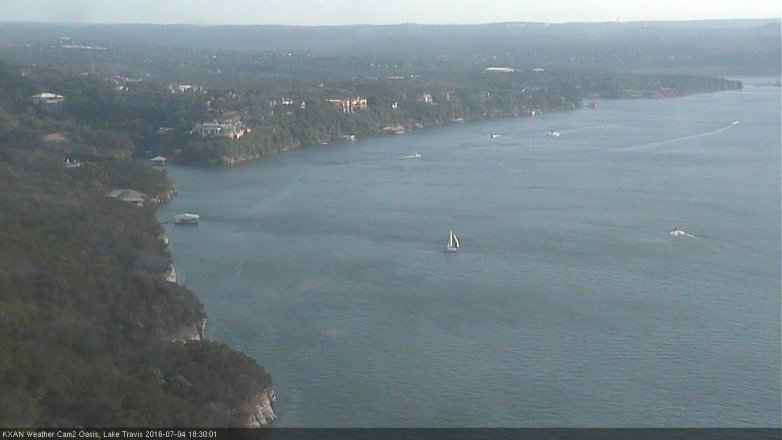 Lake Travis webcam, July 4, 2016 5:45 PM CT