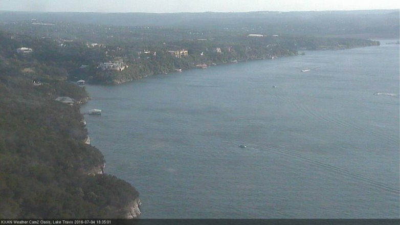 Lake Travis webcam, July 4, 2016 5:55 PM CT