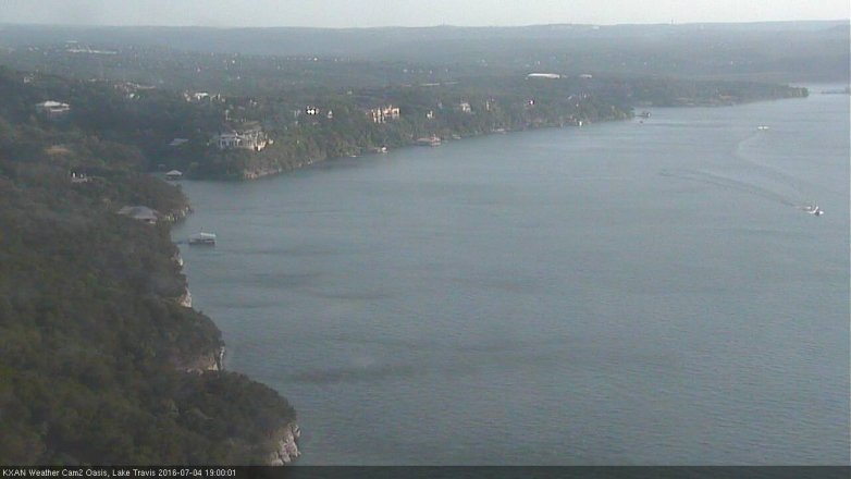 Lake Travis webcam, July 4, 2016 6:15 PM CT