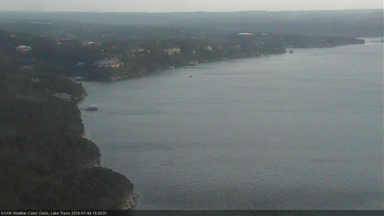 Lake Travis webcam, July 4, 2016 6:45 PM CT