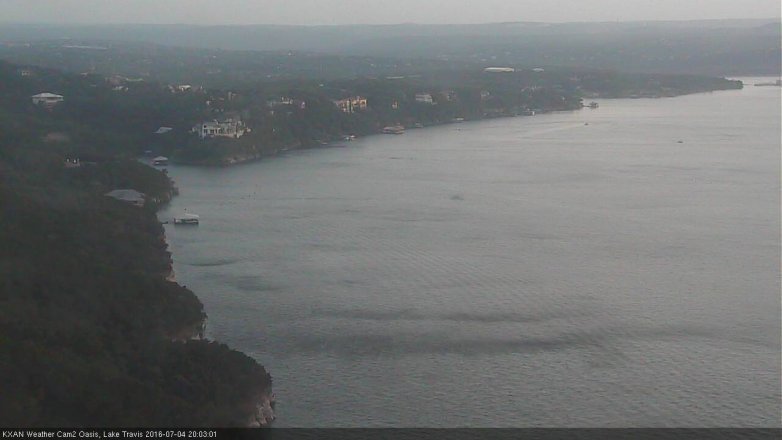 Lake Travis webcam, July 4, 2016 7:15 PM CT