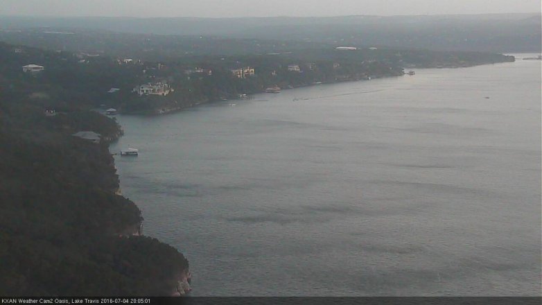Lake Travis webcam, July 4, 2016 7:20 PM CT