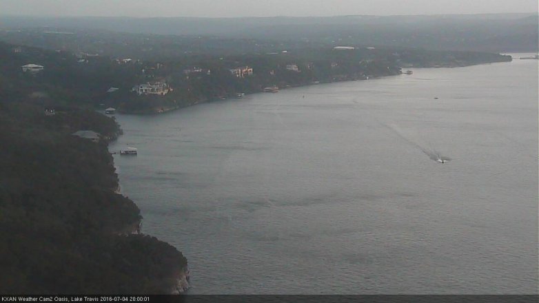 Lake Travis webcam, July 4, 2016 7:25 PM CT