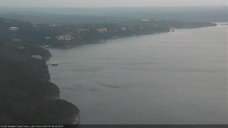 Lake Travis webcam, July 4, 2016 7:45 PM CT