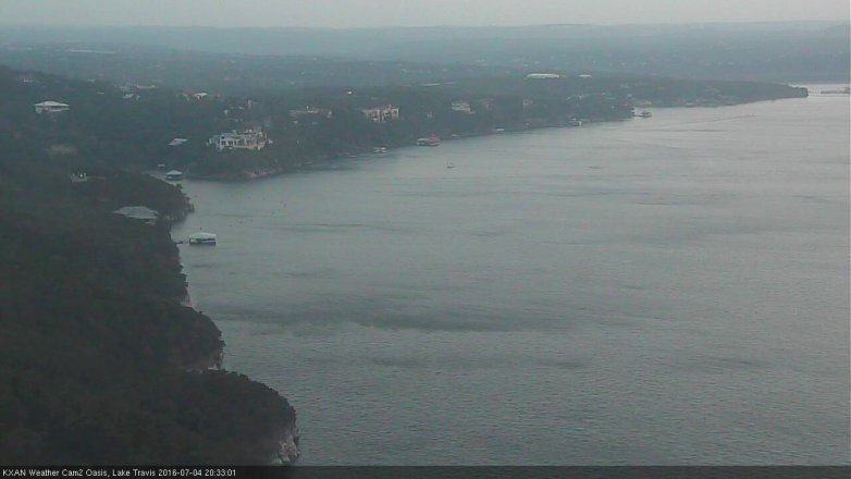 Lake Travis webcam, July 4, 2016 7:50 PM CT