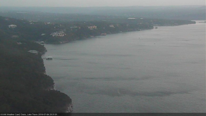 Lake Travis webcam, July 4, 2016 8:00 PM CT
