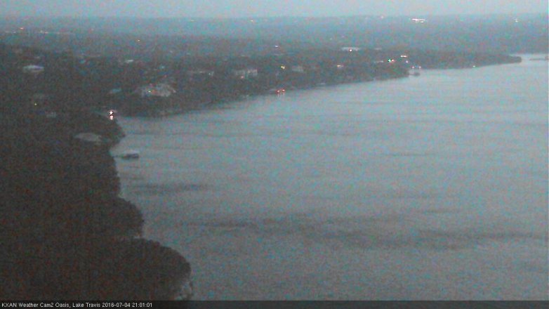 Lake Travis webcam, July 4, 2016 8:15 PM CT